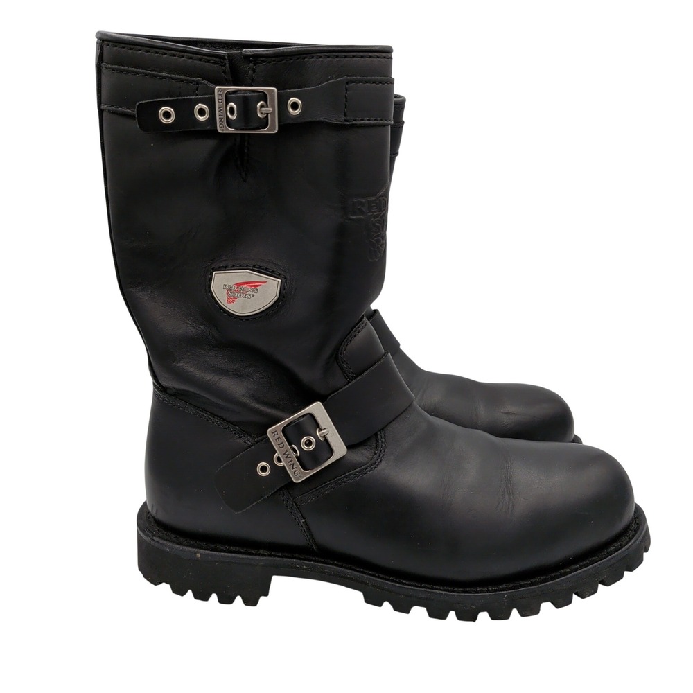 Red Wing 988 Mens Black Leather Engineer Boots Steel Toe Vibram Sole Size 11.5 D